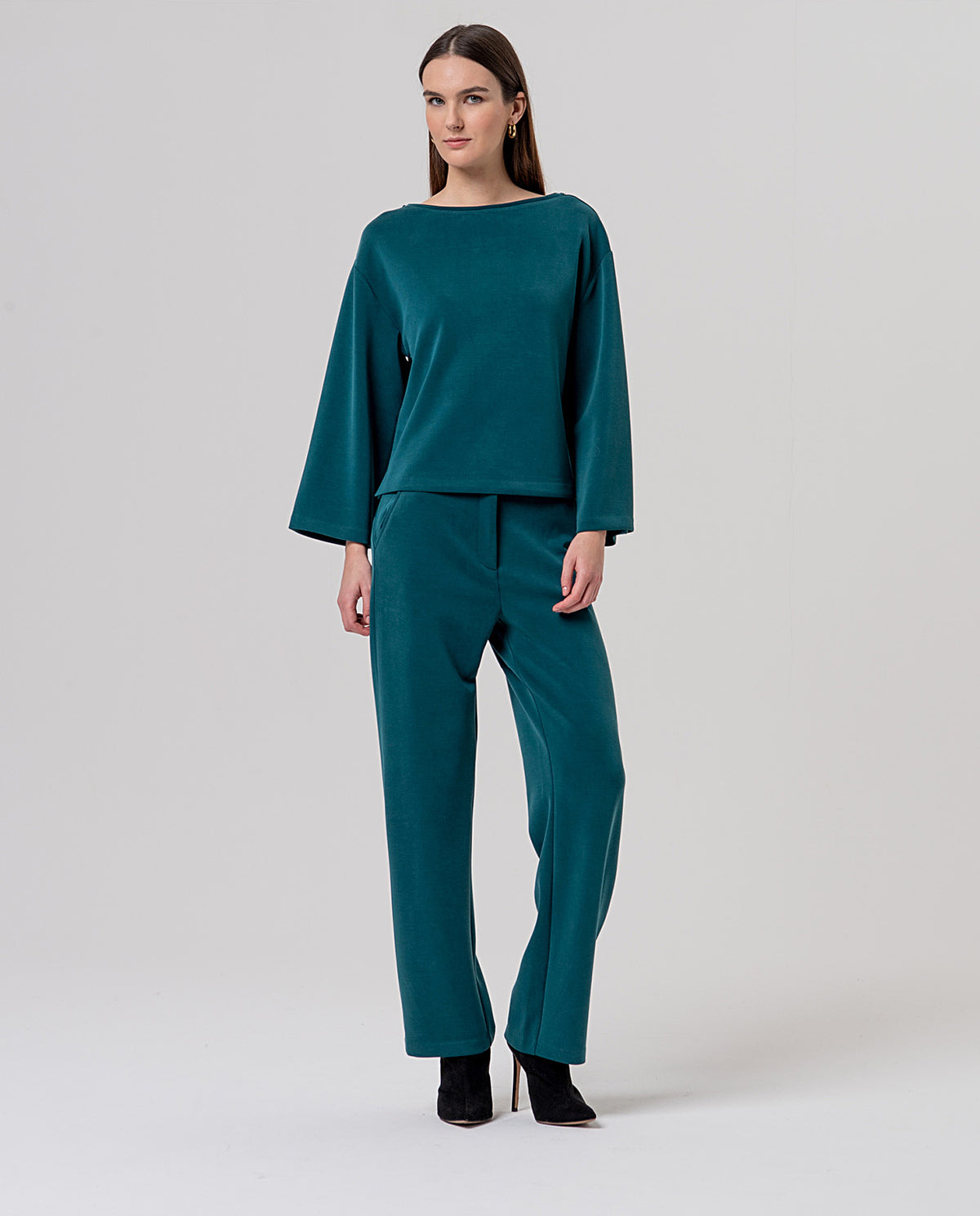 Boat neck top Petrol
