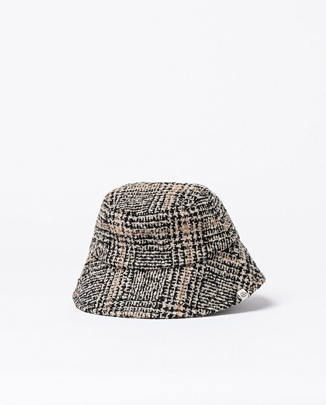Textured bucket checkered black and beige hat