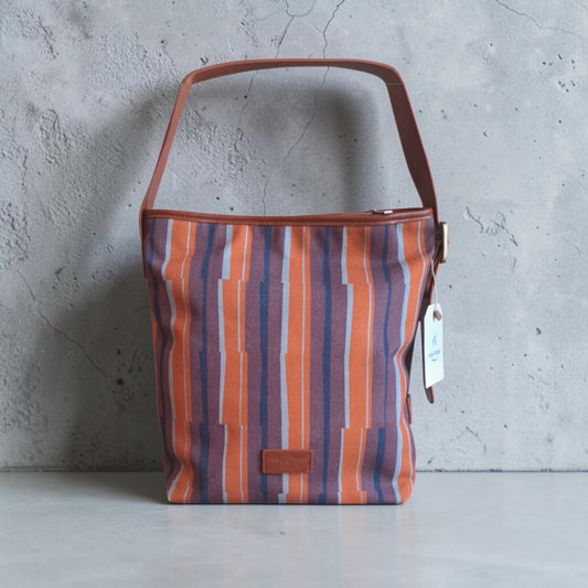 Canvas stripe print tote bag Orange