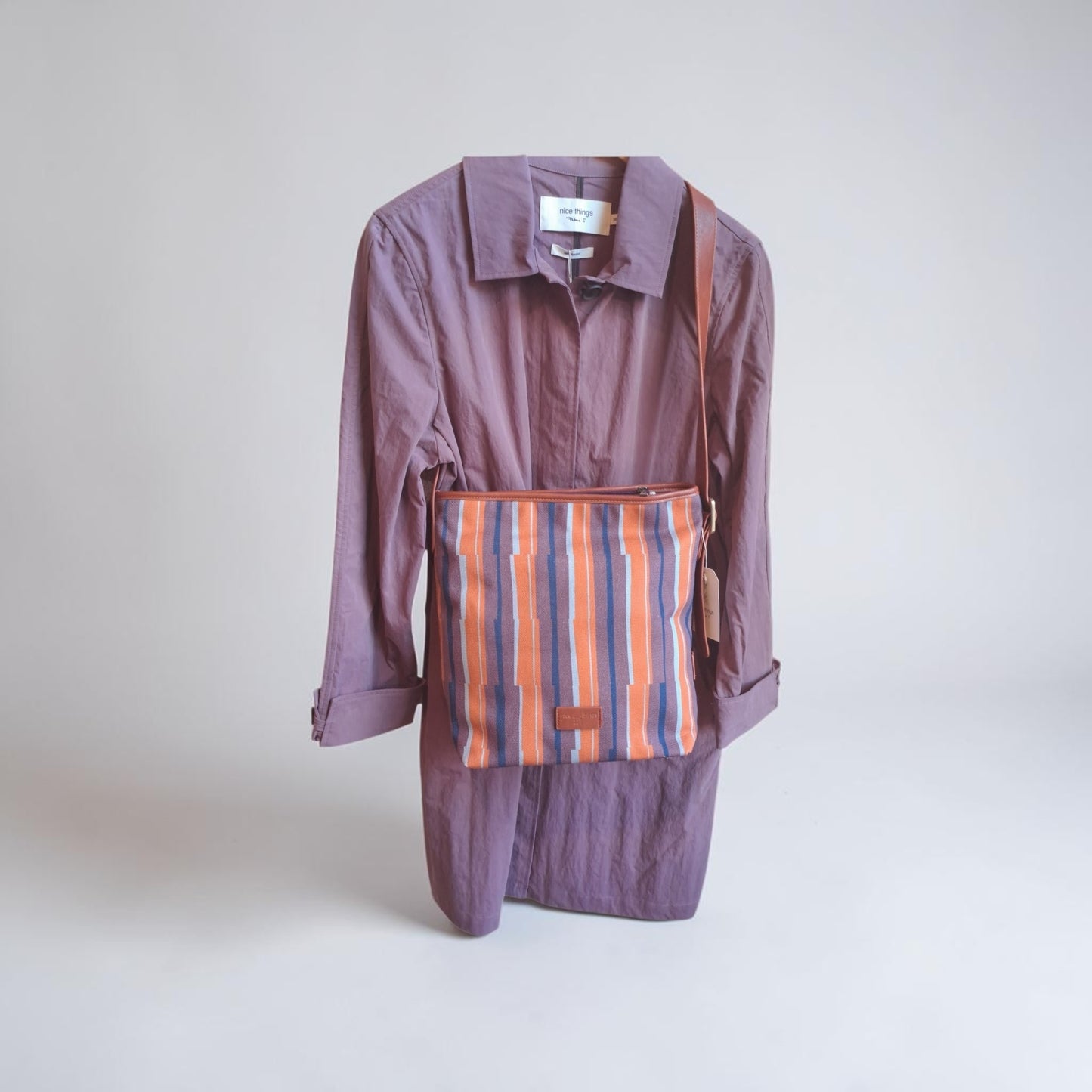 Canvas stripe print tote bag Orange