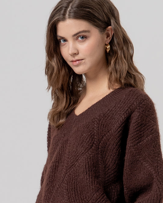 Cable knit sweater Chocolate