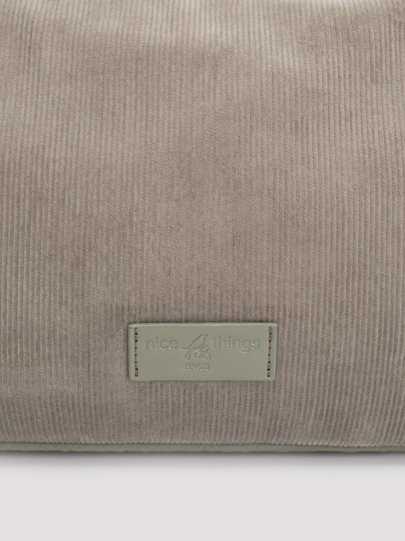 Corduroy and nylon crossbody bag Smoke Green