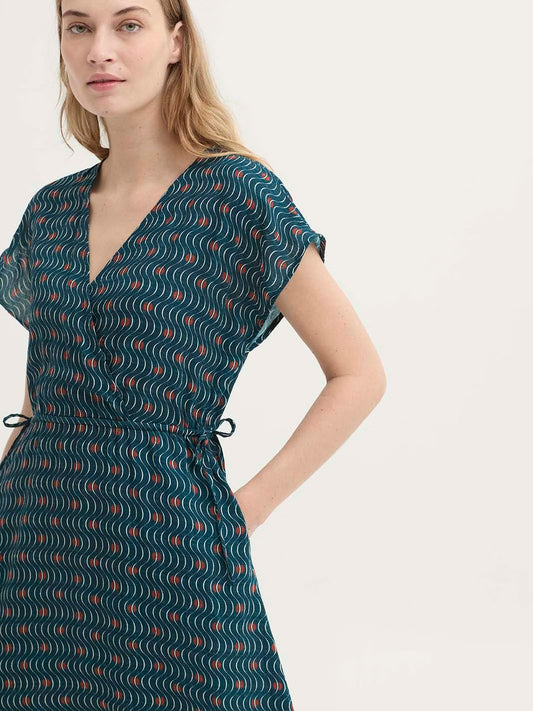 Hellenic Waves print midi dress Blue