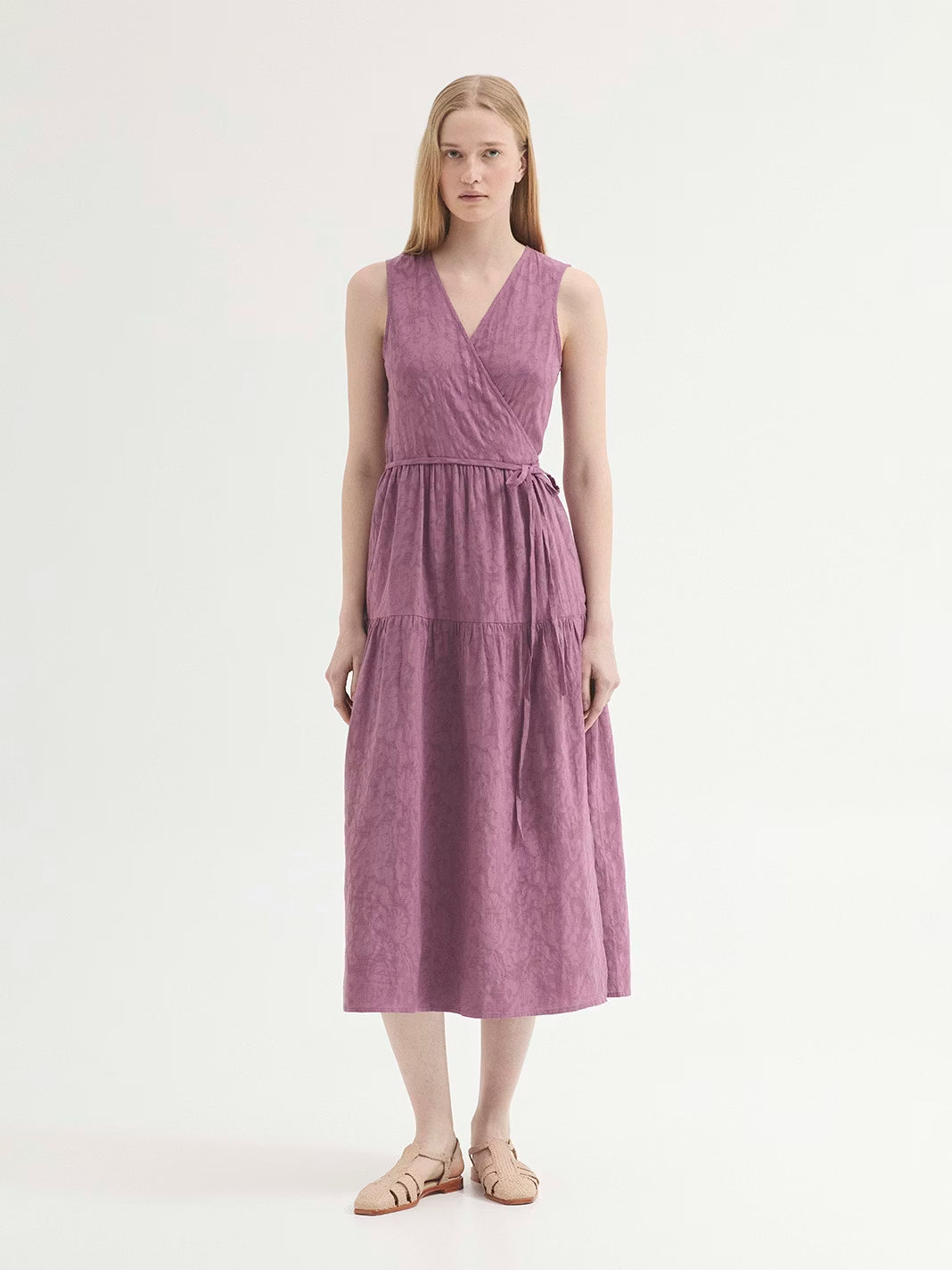 Jacquard dress with flowers Mauve – nicethingsshop