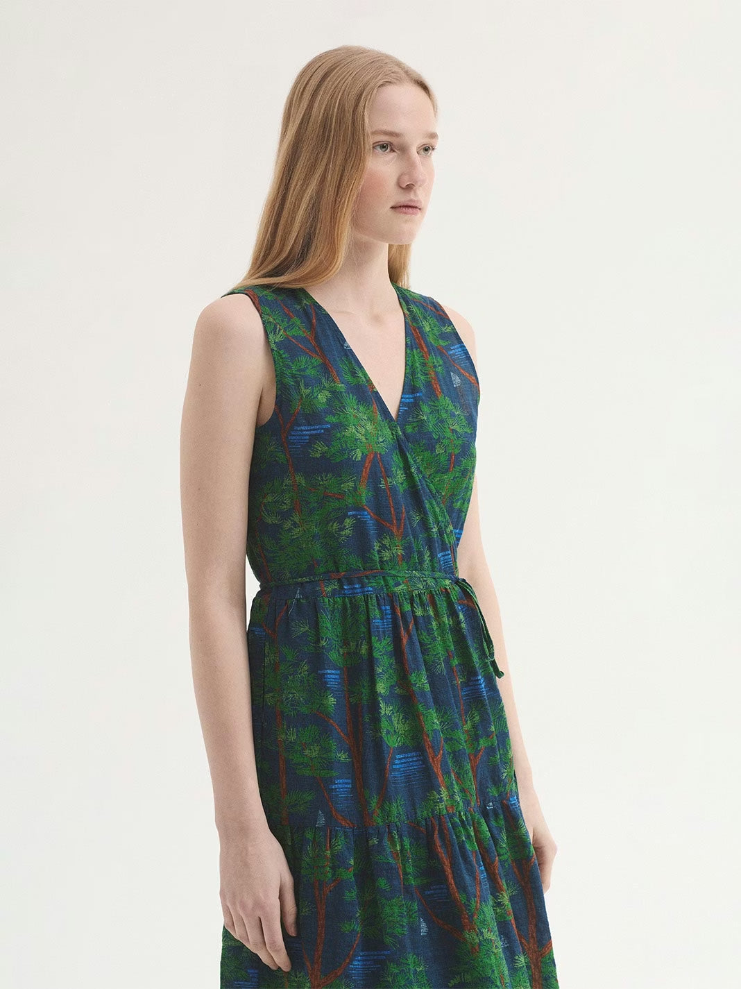 Pine Trees print dress Blue