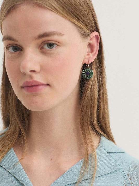 Flower earrings Green