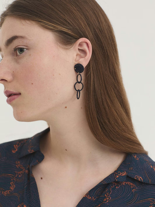 Raffia hoop earrings Navy