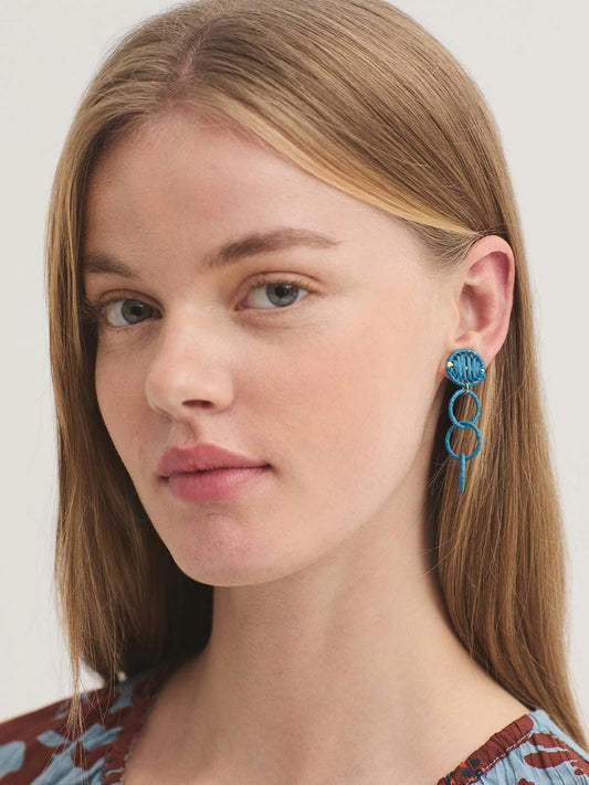 Raffia hoop earrings Turquoise