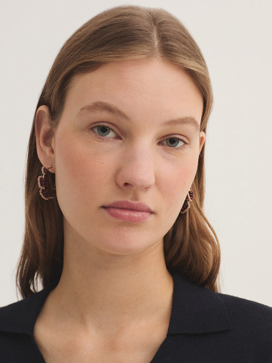 Flower-shaped hoop earrings Stone