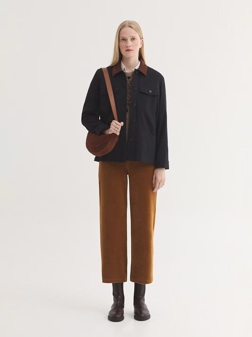 Elastic corduroy trousers Ochre