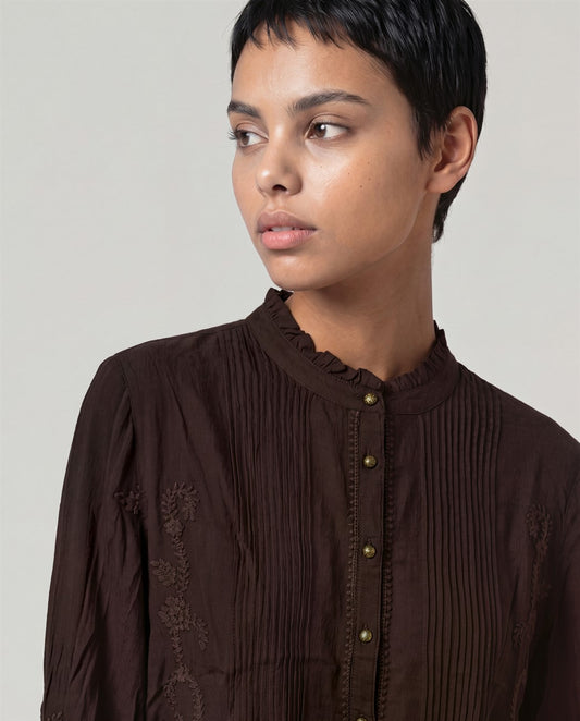 Embroidered shirt Chocolate
