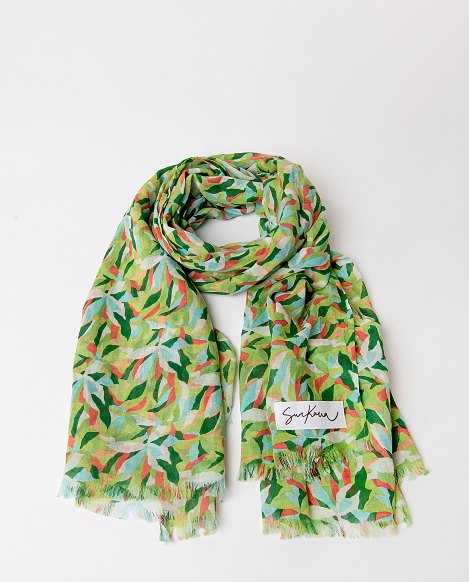 Floral scarf green