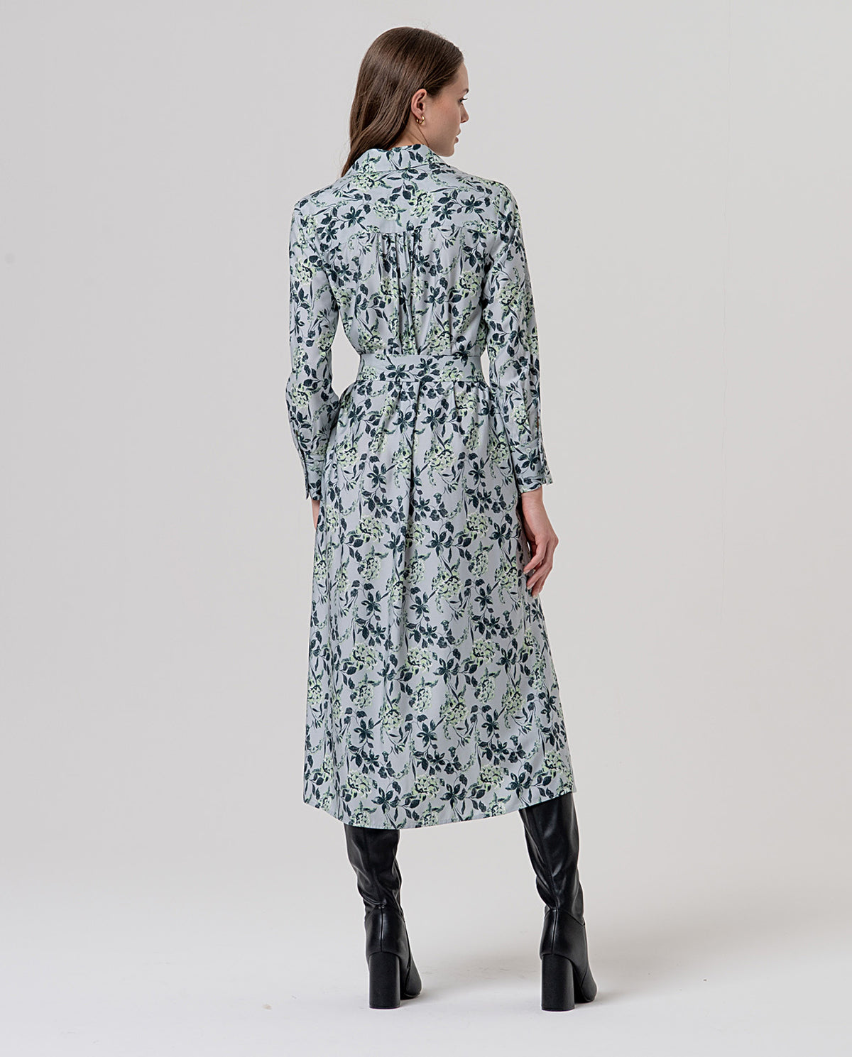 Shirt dress floral Grey