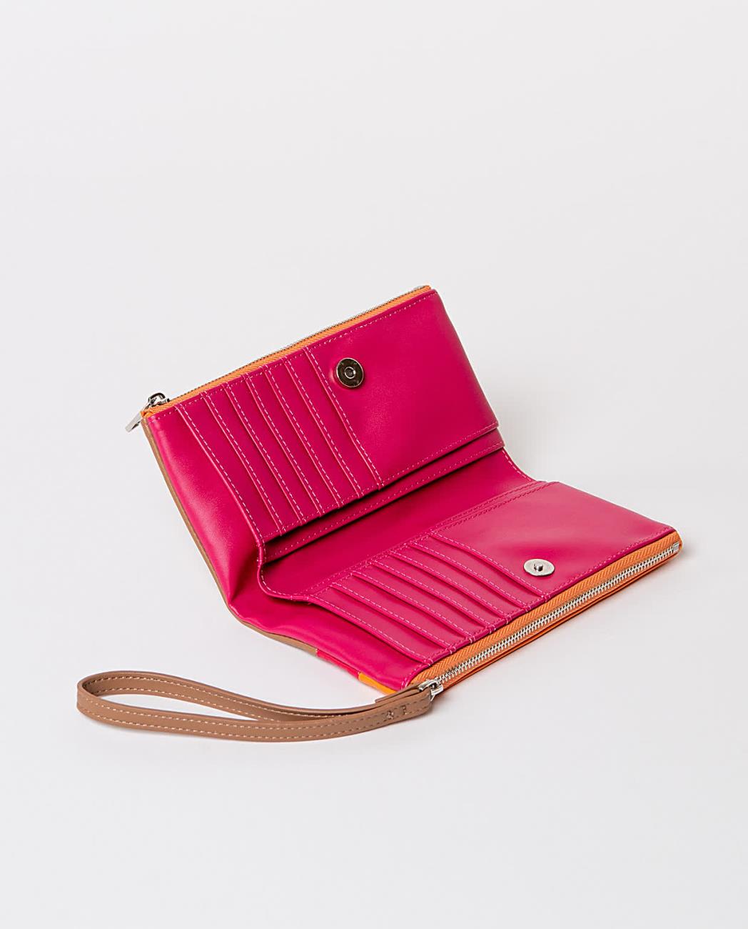 Tricolor wallet fuchia