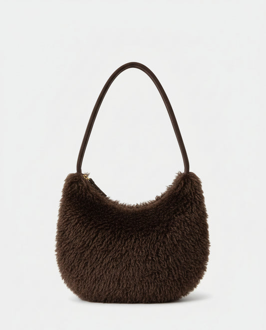 Fur shoulder bag Brown