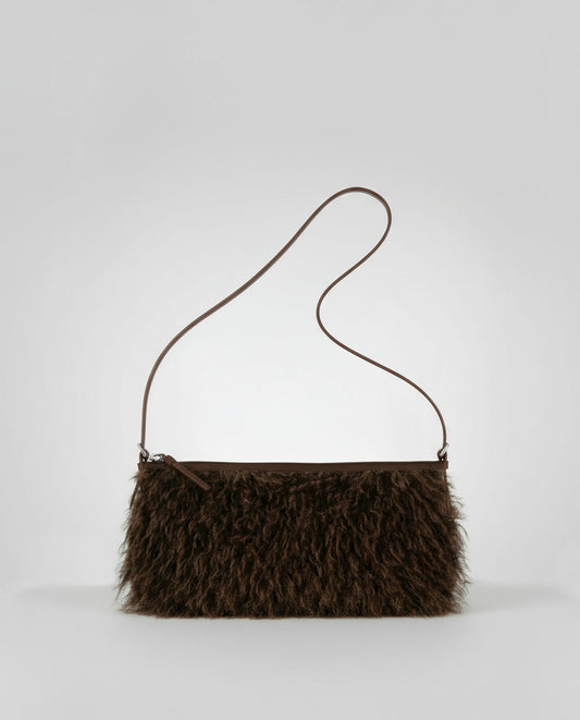 Baguette fur bag Brown