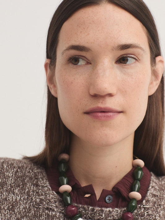 Geometric necklace Burgundy