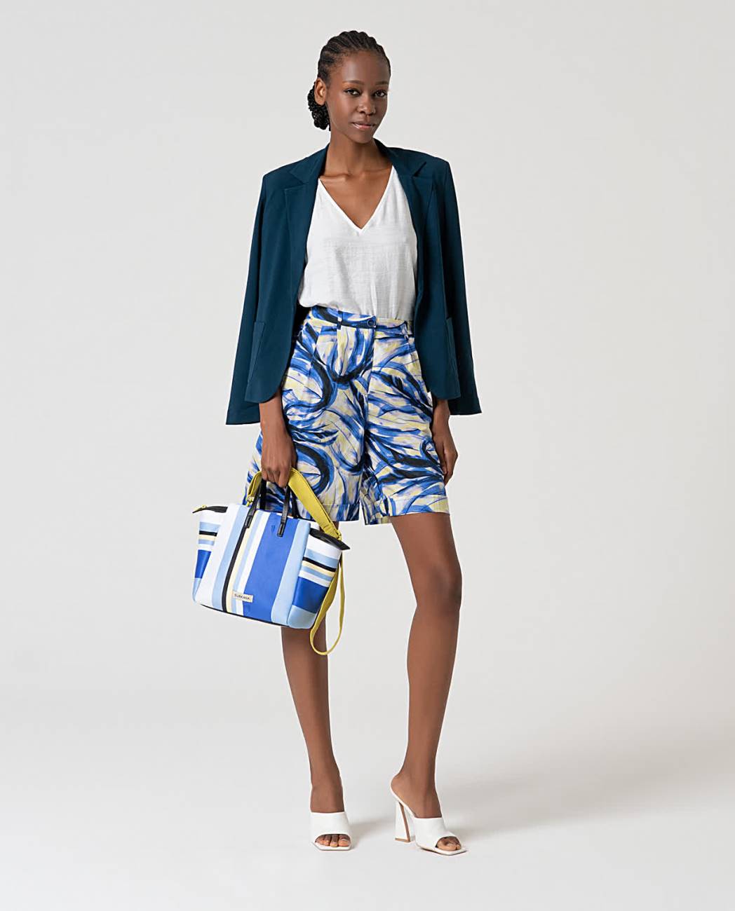 Printed handbag blue
