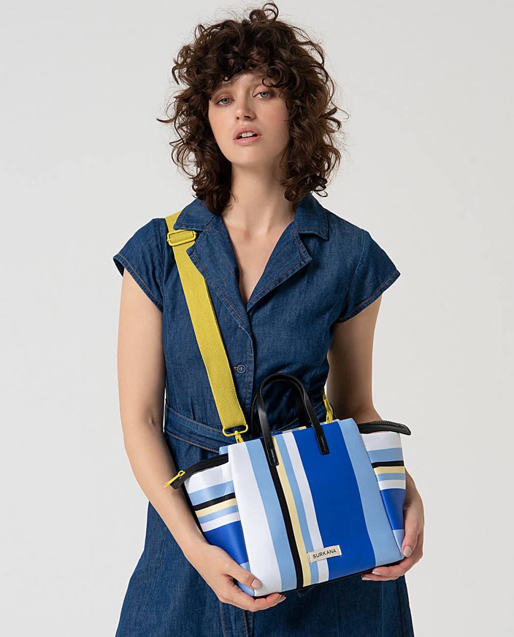 Printed handbag blue