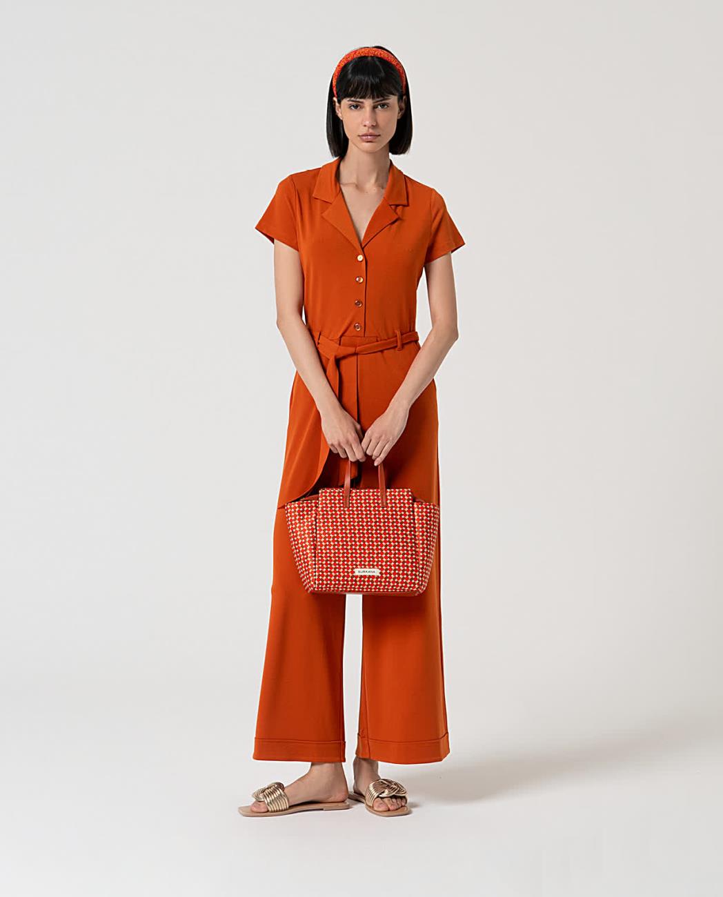 Printed handbag red