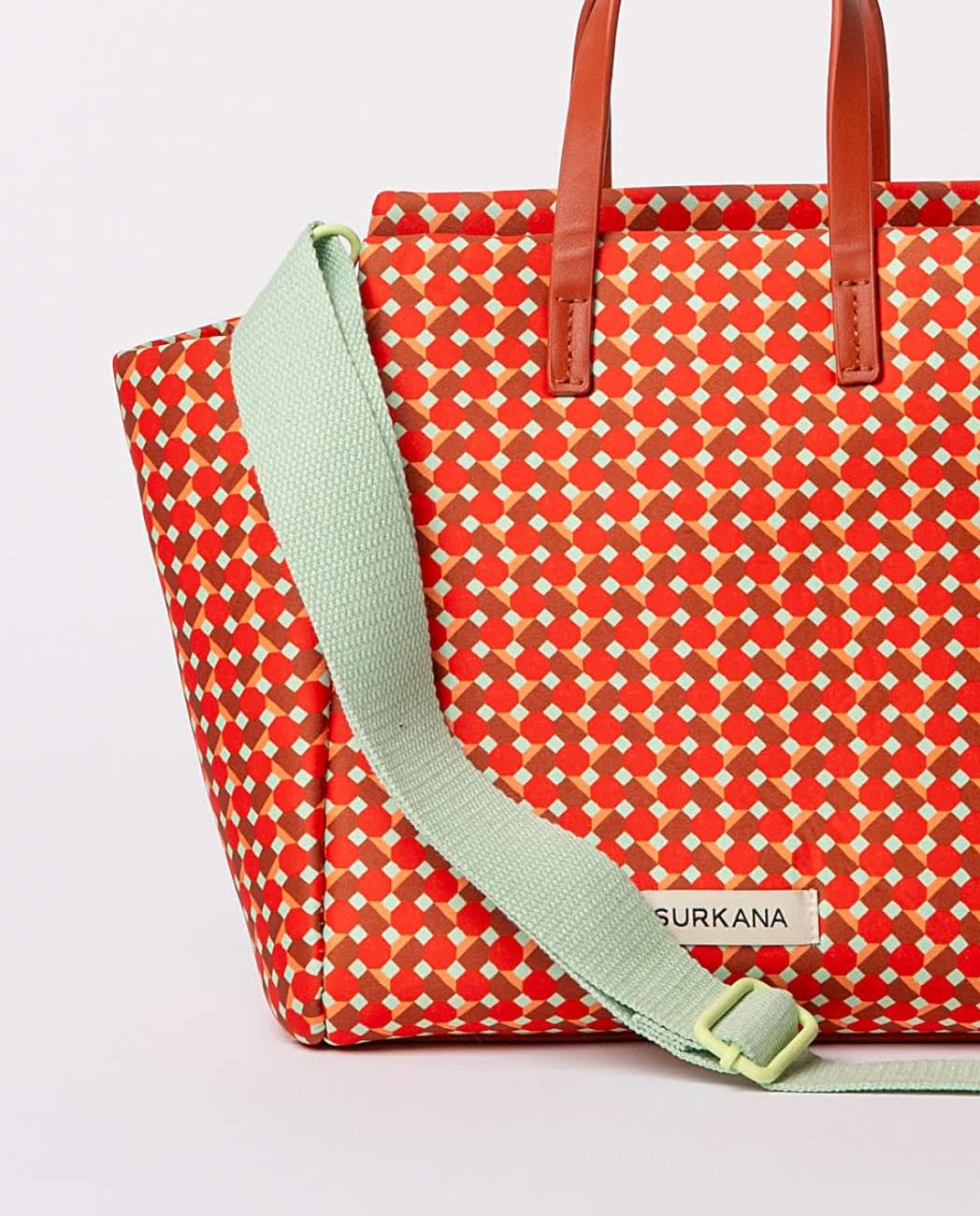 Printed handbag red