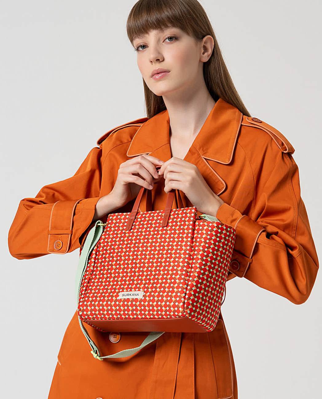 Printed handbag red