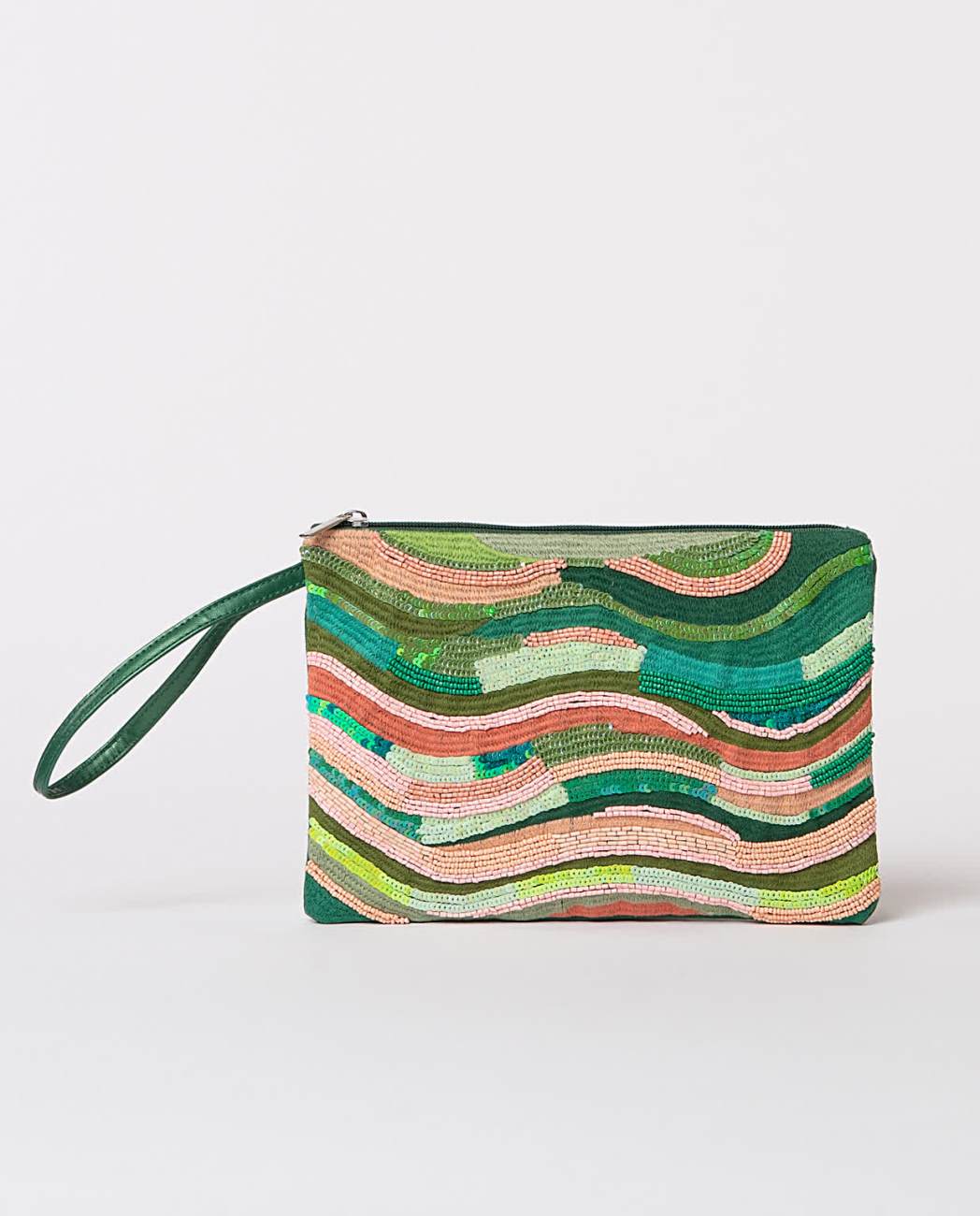 Handbag embroidered green