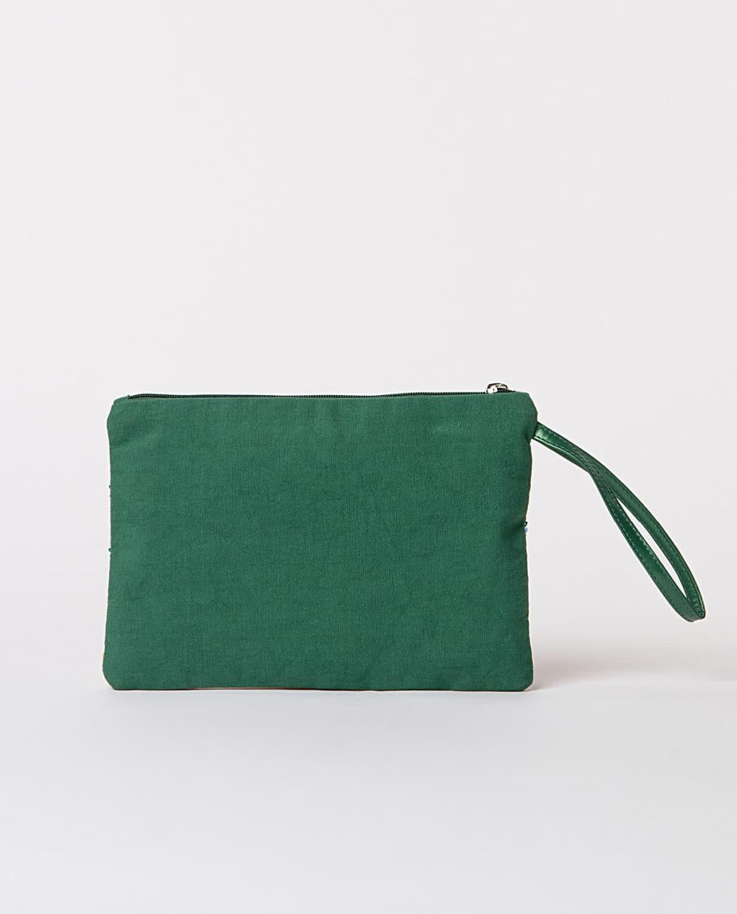 Handbag embroidered green