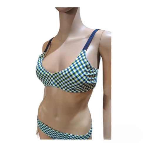 Checks print bikini set