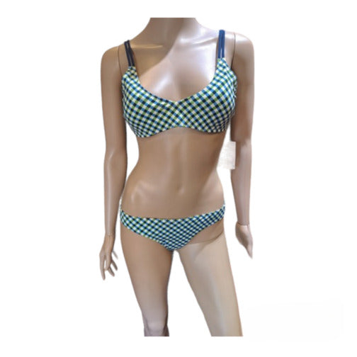 Checks print bikini set