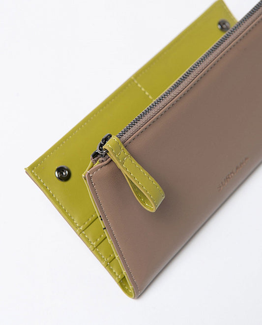 Large bi-color wallet Khaki