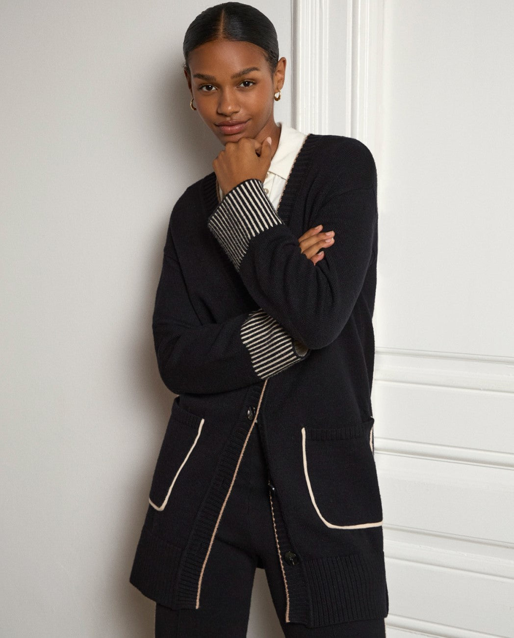 Long cardigan with pockets black