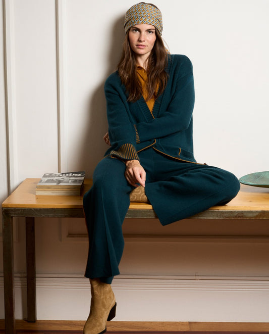 Long cardigan with pockets green