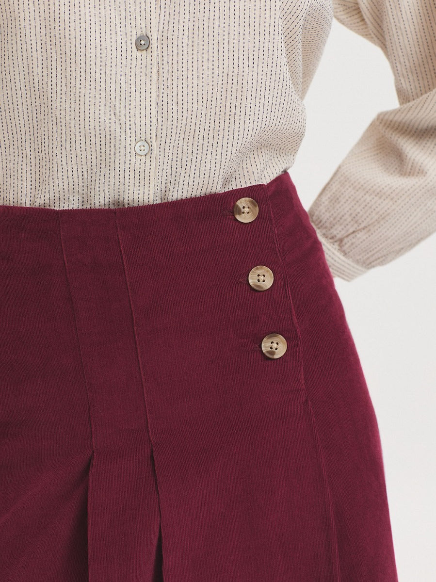 Darted micro corduroy skirt