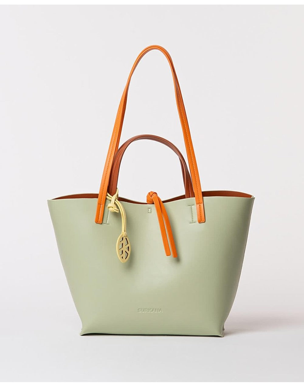 Shopper bag reversible mint/camel