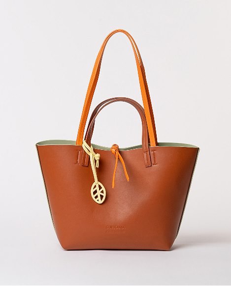 Shopper bag reversible mint/camel