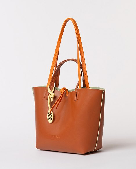 Shopper bag reversible mint/camel