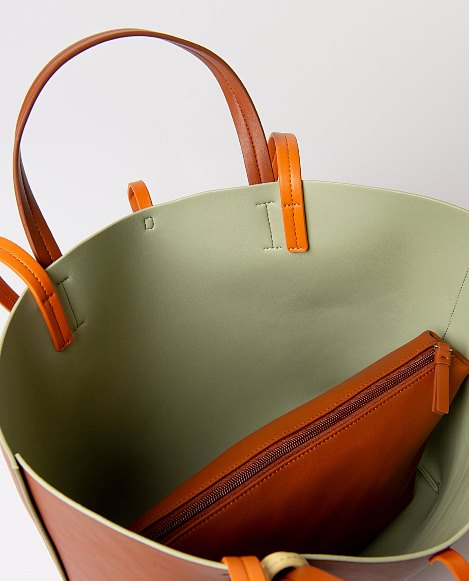 Shopper bag reversible mint/camel