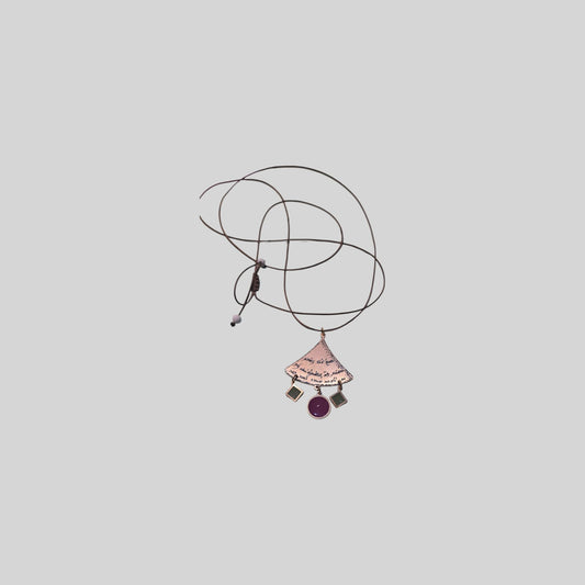 Necklace bronze with elements Purple