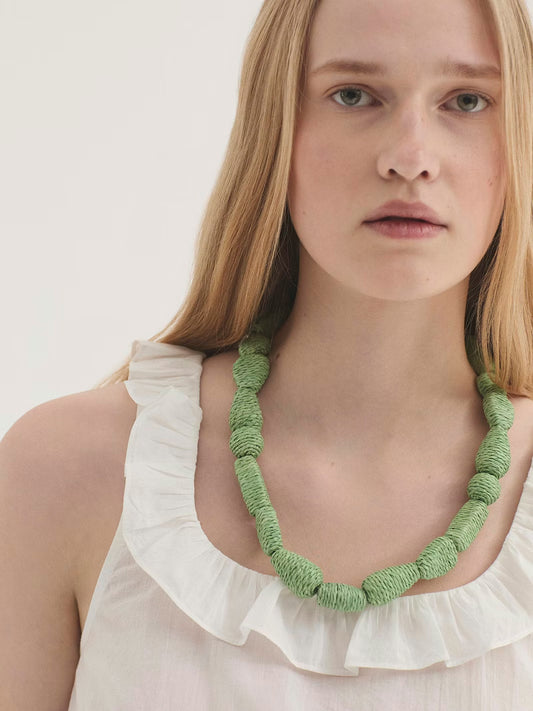 Raffia necklace Mint