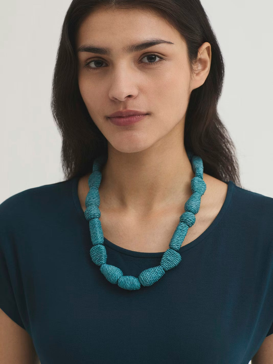 Raffia necklace Turquoise