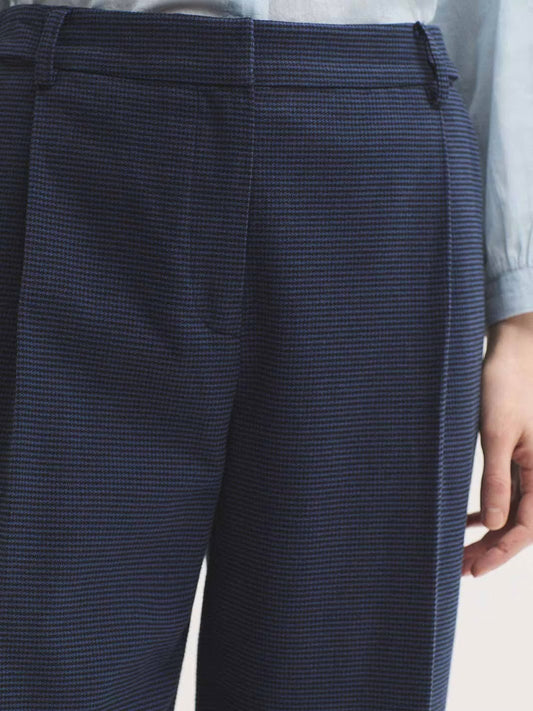 Houndstooth brushed trousers Blue