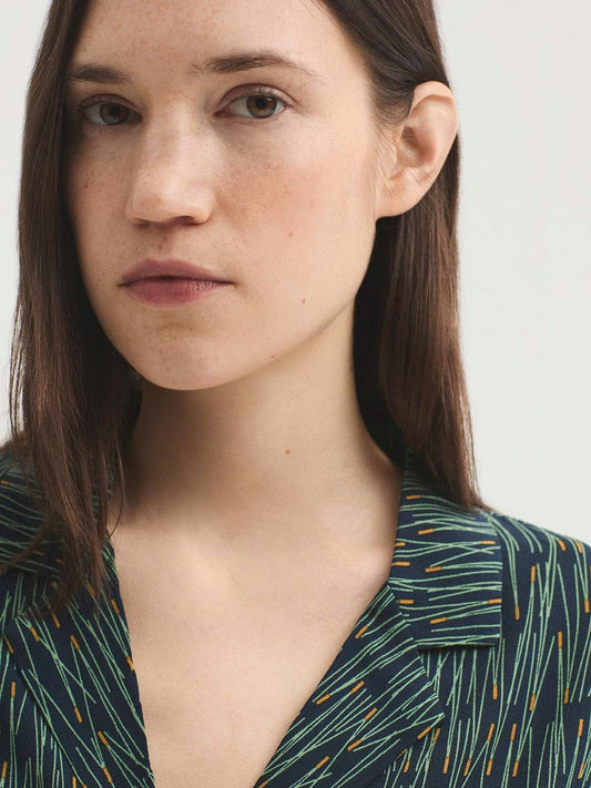 Pine Needles print shirt Navy