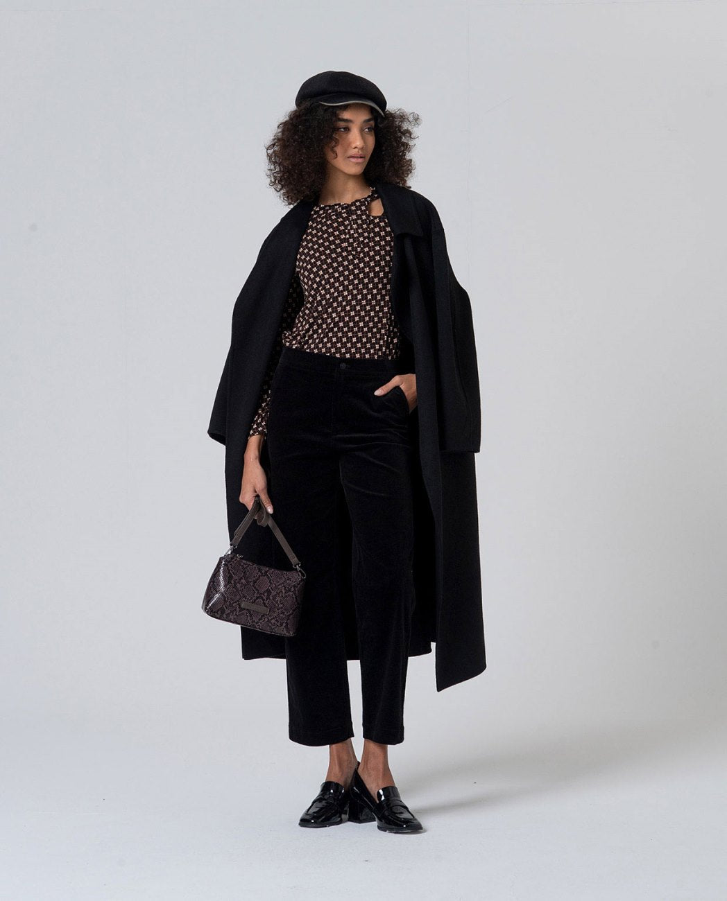 Printed T-shirt with lacing Black