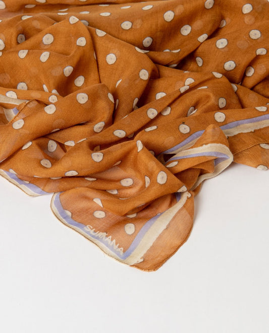 Polka dot scarf Camel