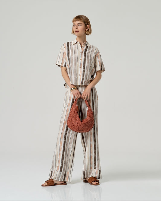 Raffia shopper bag Coral