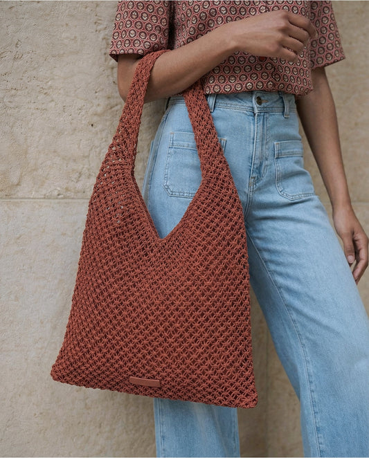 Raffia shoulder bag Coral
