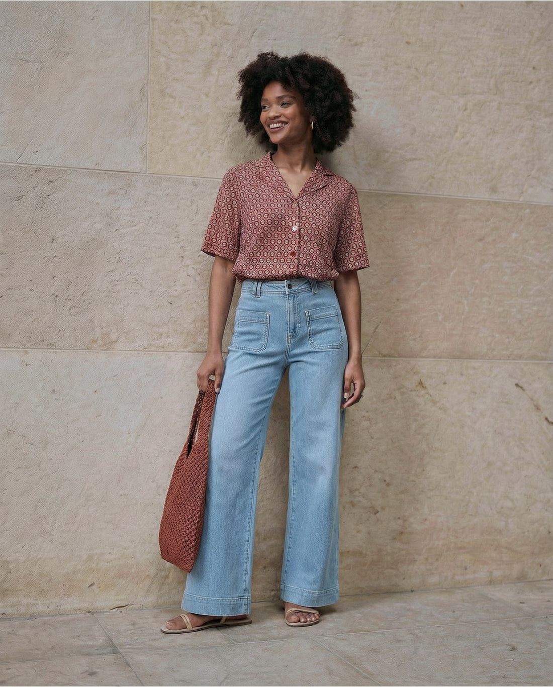 Raffia shoulder bag Coral