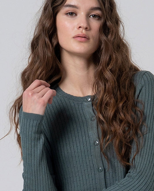 Ribbed cardigan Steel Blue