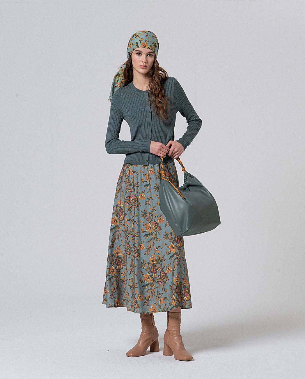 Ribbed cardigan Steel Blue